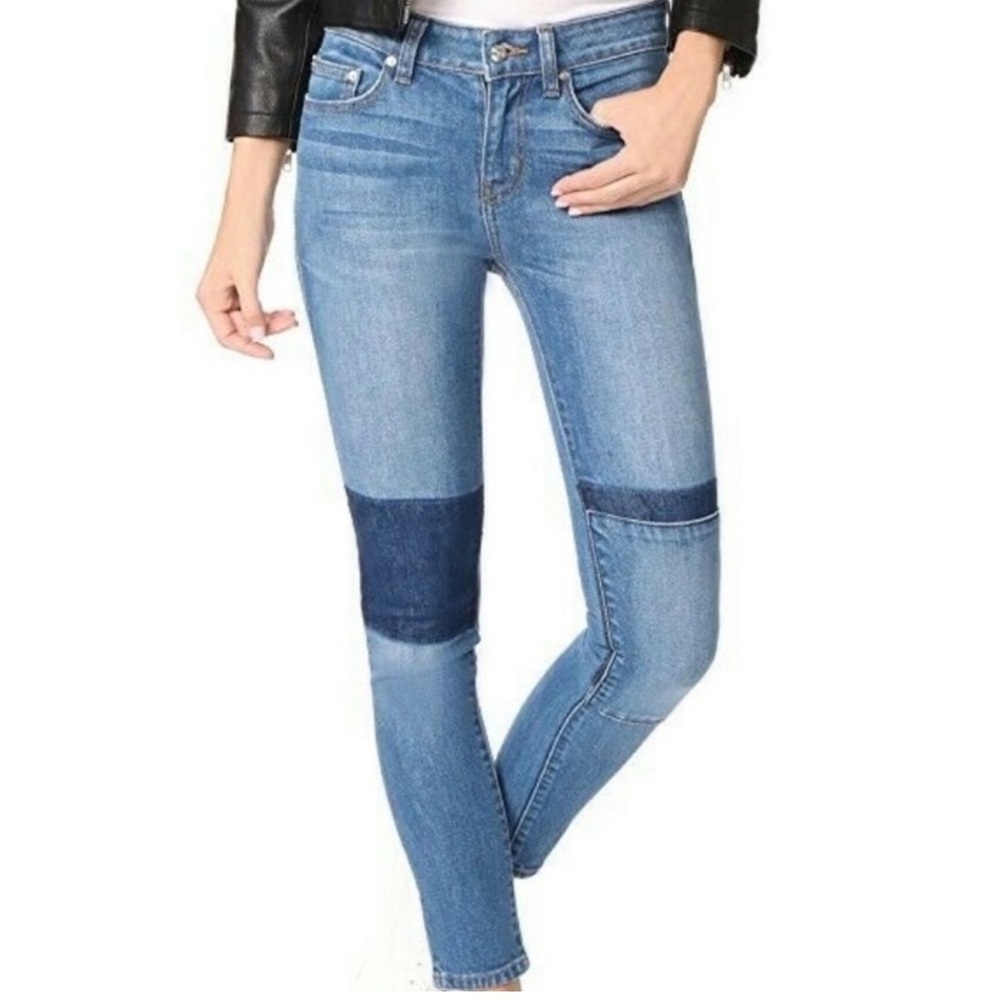 Derek Lam DEVI‎ patchwork mid rise authentic skinny jeans Cotton